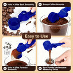 2Pcs Coffee Scoop & Funnel for Reusable K-Cup Pods, 2Tbsp Dosing Spoon, 51mm Espresso Tamper, BPA-Free PCTG, Dishwasher Safe, for Espresso Machines, Coffee/Protein Powder, Blue, 2 Models A&B