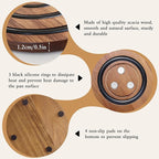 2 PCS Magnetic Wooden Trivets for Hot Pots and Pans with 4 Silicone Pot Handle Covers, Heat Resistant Acacia Wood Trivet for Dutch Ovens Hot Pots&Pans Cast Iron Skillet, for Mom Grandma