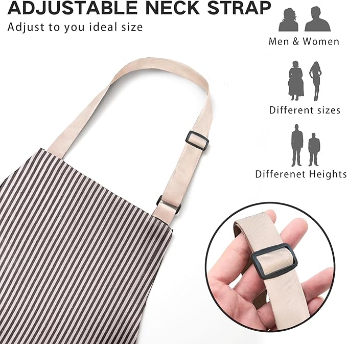 BeLuyi 2 Pack Adjustable Bib Apron with 2 Pockets Chef Cooking Kitchen Restaurant Aprons for Women Men