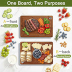 Bamboo Cutting Board for Kitchen, Wooden Cutting Board 3-Piece Set with Non-Slip Mat Deep Juice Groove, Wood Cutting Board for Meat Vegetables Fruit