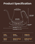 INTASTING Gooseneck Electric Kettle, ±1℉ Temperature Control, Stainless Steel Inner, Quick Heating, for Pour Over Coffee, Brew Tea, Boil Hot Water, 0.9L (Navy Blue)
