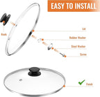 8 Inch Pan Lid For Pots Pans and Skillets, Cast Iron Skillet Lid, Tempered Glass Pan Lids Replacement, Pot Covers for Cooking, Wok, Crock Pot Lid with Stainless Steel Rim, Frying Pot Lids Only