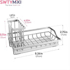 SWTYMIKI Multifunctional Kitchen Sink Caddy - Large Sponge Holder for Kitchen Sink with Removable Brush Holder + Drip Tray, Silver