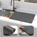 Findosom Dish Drying Mat, 12"x 20" Super Absorbent & Hide Stain Coffee Mat, Cuttable Drying Mat for Kitchen Counter, Coffee Bar Accessories, Under Dish Rack, Coffee Maker, Espresso Machine, DarkGrey-2