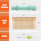 SmileTools Sushi Making Kit, Sushi Roller, Sushi Bazooka, Sushi Maker, Bamboo Sushi Rolling Mat For Beginners (Green)