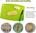 Liflicon Silicone Thick Cutting Boards Mats Set of 3 Foldable & Flexible Design Juice Grooves Easy Grip Handle Dishwasher Safe for Kitchen,BPA free Silicone Cutting Board-Green