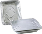 Aluminum Pans With Lids 9x13 [10 Sets] Aluminum Foil Pans Trays With Lids - Half Size Tin Foil Disposable Pans For Baking, Cake Serving Dishes, Roasting, Heating, Serving & Lining Steam-Table Trays