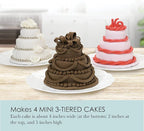Chicago Metallic Mini Multi-Tier Round Cake Pan, Makes 4 Individual 3-Tier Celebration Cakes, Professional Grade Non-Stick Bakeware for Weddings, Showers, Parties
