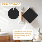 Silicone Trivet Mats, 4 Pack Hot Pads Pot Holders for Kitchen, Heat Resistant Non-Slip Trivets for Hot Dishes, Hot Pots and Pans, Countertop, Table, Food Grade Silicone & BPA Free, Black