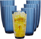 Acrylic Mixed Colors Highball Cups | Plastic Reusable Tumblers | 20oz (Set of 6) | Stackable | BPA-free Tumblers | Shatterproof | Top-rack Dishwasher Safe