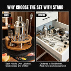 Silicone Pad Included Cocktail Shaker Set Bartender Kit,Mixology Bartender Kit 13-Piece with Bamboo Stand,Martini Shaker Kit with All Essential Accessory Tools for Drink Mixing Gift for him or her
