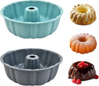 PADELE 2 Pack Silicone Cake Pan Nonstick,10 Inch, Silicone Cake Molds,Pound Cake Pan, Baking for Jello,Gelatin,Cake,Brownie and Bread (Grey+Blue)