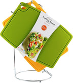 Liflicon Thick Cutting Boards for Kitchen Silicone Chopping Board Set of 2 Mid 12.6'' x 9.1”,Mini 9.1”x7.1” Non-slip Deep Drip Juice Groove Easy Grip Handle,Dishwasher Safe-Green