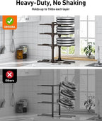 ORDORA Pots and Pans Organizer under Cabinet, 20.8" Height Heavy Duty 120LBS Pots Pans Organizer Rack for Cabinet 8-Tier Adjustable for Big Stockpots, Dutch Oven, Cast-iron Pan, Heavy Cookware, Bronze