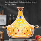 Moroccan Tagine Cooking Pot,Stainless Steel Non Stick Moroccan Casserole with 2 Handles,Large Moroccan Cooker Handmade Tagine Pot with Cone-Shaped Lid(23cm, Rose Gold)