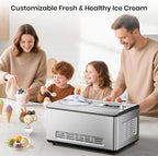 Gasbye Ice Cream Maker with Upgraded Compressor, [40% Faster Freezing], No Pre-Freezing Needed, LED Display, 2.1 Qt Capacity, Easy Operation for Ice Cream & Yogurt, Stainless Steel
