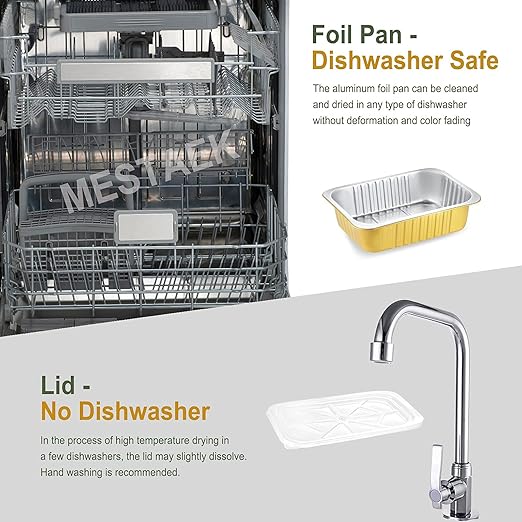 8.5" x 6.5" Heavy-Duty Aluminum Foil Pans with Lids, 47oz, 5 Pack – Extra-Thick Disposable Foil Containers for Oven, Baking, Freezer & Food Storage
