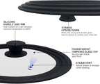 Universal Lid for Pots, Pans and Skillets - Tempered Glass with Heat Resistant Silicone Rim, Fits 10", 11" and 12" Diameter Cookware, Round