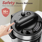 Electric Pressure Cooker 6 Qt, 9 Functions Programmable Instant Pot with IMD Touchscreen, Rice Cook, Slow Cook, Steam, Sauté, Warm, 16+ Safety Features, 1000W Silver