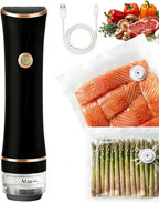 Compact Vacuum Sealer for Food with Visible Tank, Handheld Vacuum Sealer Machine, Includes 30 Reusable Bags, Seal Food 6X Fresh Longer, Wireless & Portable, Suitable for Kitchen and Travel, Black