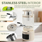 3L Electric Kettle & Beverage Dispenser with Infuser, Spigot - All-in-One Health Pot for Iced Tea/Coffee, Temperature Control, Glass Pitcher - Home & Office Use