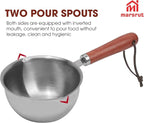 150ml Butter Melting Pot Warmer, Mini Sauce Pan for Soup Milk Coffee Chocolate Tea Gravy Reheating Cooking Boiling, Wooden Handle 304 Stainless Steel Small Tiny Cup for Making Sauces Breakfast Kitchen
