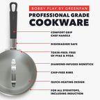 GreenPan x Bobby Flay 2.5QT Nonstick Saucepan with Glass Lid, PFAS-Free Diamond Ceramic, Induction Suitable, Stay-Cool Silicone Handle, Easy Clean Dishwasher & Oven Safe, Chef Pan, Graphite