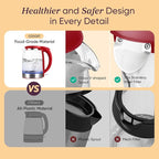 Cosori Electric Kettle, No Plastic Filter & Spout, Tea Kettle & Hot Water Boiler For Coffee & Tea, Water Heater & Teapot, Automatic Shut Off, Borosilicate glass, Red, 1.7L/1500W