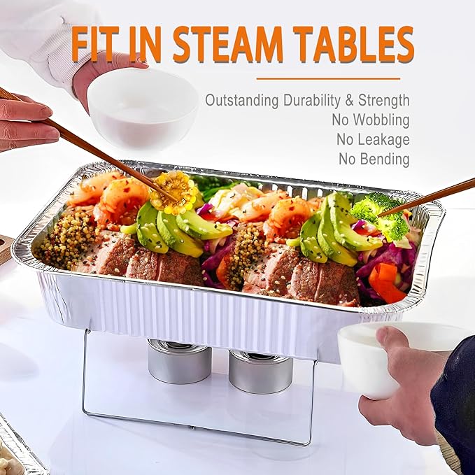 40 Pack Aluminum Foil Pans 9x13 Disposable – Half Size Tin oil Heavy Duty Deep Steam Table Pan, Aluminum foil Sheets Tray Chafing Grill Accessories for Cooking, Baking, Storing, Food Prepping