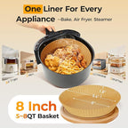 400Pcs Air Fryer Paper Liners Disposable, 8 Inch Max Xl Large Cooker Air Fryer Disposable Paper Liners, Oil Proof Parchment Sheets Round Basket Bowl Liner for Baking Cooking Food
