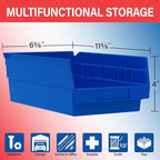 Akro-Mils 30130 Plastic Shelf Bins, Heavy Duty Storage Bins for Garage, Closet, and Drawer Organization, 12" x 6-1/2" x 4", Blue, 12-Pack