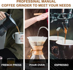 M6 Manual Coffee Grinder,Conical Hexagonal Burr & Double Bearings for Smooth Grinding,Designed for Espresso Pour Over French Press,25g Capacity,Compact & Portable,Gifts for Coffee Lovers