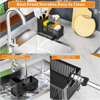 Sink Caddy & Kitchen Sink Organizer,Black Sponge Holder with High Scrub Brush Holder,Plastic Kitchen Countertop Organizer,Multifunctional Sponge Drain Rack,Dish Soap,Dish Sponge Holder,Soap Dispenser