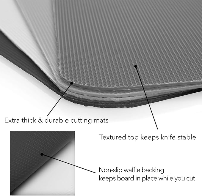Simply Genius Flexible Rectangular Cutting Board Set - Dishwasher-Safe Kitchen Cutting Mat - Textured-Grip Flexible Surface - Odor-Resistant Plastic Chopping Mat - 4-Pack, 11.5 x 15 in, Gray