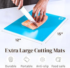 Extra Thick Flexible Plastic Cutting Board Mats Set of 6 for Kitchen, Non-Porous, Non-Slip Waffle Back, Color Coded with Food Icons, Dishwasher Safe, 12 x 15 Inch - Cooler Kitchen