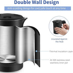 0.6L Small Electric Kettles Stainless Steel, Travel Mini Hot Water Boiler Heater, Double Wall Cool Touch Portable Teapot, Auto Shut-Off & Boil-Dry Protection, 120V/800W, 2 Year Warranty (Black)