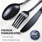60 Piece Black Silverware Set - Service for 20, Stainless Steel Flatware Cutlery Set Include Knives Spoons Forks, Black Bulk Silverware for Wedding, Restaurant, Home, Dishwasher Safe