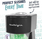 Nostalgia Retro 40-Ounce Frozen Beverage Station - Slushie Machine and Ice Shaver with Automatic Mixing for Soda, Cocktails and Margaritas - Easy & Safe Use - Black
