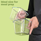 Soup Containers with Lids Glass 32 oz, 4 Cup Borosilicate Glass Food Storage Containers, Microwave & Freezer Safe Jars, Small Square Meal Prep Bowl for Salad, Fruit, Lunch, Ice Cream, Travel, 4 Pack