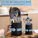 Kyraton Cooking Utensils Holder 2pcs, 360° Rotating Heavy Duty Plastic Kitchen Utensil Holder for Countertop, The Small Utensil Crock for Cutlery Silverware, Tooth Brush, Desk Pencil Pen