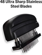 Meat Tenderizer Tool - 48 Stainless Steel Needle Blades for Tenderizing Chicken, Steak, Pork, Beef – Handheld Meat Tenderizer Stapler to Enhance Texture & Taste – Complete with Cleaning Brush