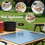 100% Pure Titanium Cutting Board Set of 3, Double-Sided Titanium Cutting Boards for Kitchen Dishwasher Safe, Camping Metal Charcuterie Chopping Board Mat for Meat, Fruit & Cheese (M+L+XL)