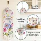 2PCS Butterfly Plastic Bag Holder for Kitchen Essentials, Reusable Hanging Grocery Bag Organizer, Washable Large Grocery Trash Garbage Bags Storage Dispenser Butterfly Kitchen Decor