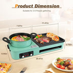 Hot Pot Electric with Grill, 1600W 3 in 1 Smokeless Non-Stick Barbecue Shabu Hot Pot with Dual Temp Control, Multifunctional Teppanyaki Grill Pot, Shabu Korean BBQ for 3-5 People