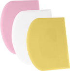 SURDOCA Dough Scraper Bench Scraper - 3P 14.2x8.5" Plastic Flexible Bowl Scraper, Sharp Edge & Angles Cake Scraper. Non-Slip Bakeware Decorating Tools Sculpting & Modeling Tools - Yellow+White+Pink