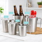Newness 2-Pack Stainless Steel Measuring Cups Set, (3 Marking Including Cup/ML/Oz Scale) (2 & 3 Cup) Metal Measuring Cup with Handle For Prepping, Baking and Cooking, Dishwasher, Microwave Safe
