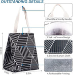 iknoe Insulated Lunch Bag for Women & Adults, 9L Foldable Wide-Open Cooler Bag with Pockets, Leakproof & Portable, for Picnic, Office, Beach, Black Rhombus
