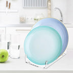 4 Pcs Acrylic 2-Tier Plate Display Stand,Clear Dinnerware Holder for China Platters Kitchen & Cabinet Organizer Rack for Tableware Display (2-Tier)