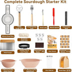 Sourdough Starter Kit, 24PCS Sourdough Bread Baking Supplies, 9"Round & 11"Oval Banneton Bread Proofing Basket, Bread Sling, Starter Jar, Whisk, Scrapers, Bread Lame, Bag, Sour Dough Making Tools Kit