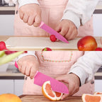 hecef 15 Pieces Kitchen Knife Set with Built-in Sharpening Wooden Block, Dishwasher Safe, High Carbon Stainless Steel Knife Block Set with Steak Knives, Kitchen Scissors, Hot Pink